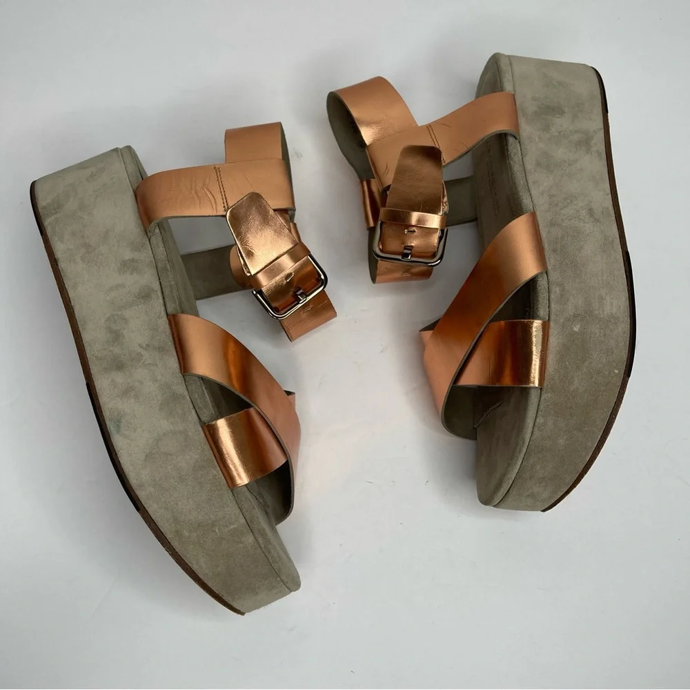 Kennel & Schmenger Rose Gold/Cooper Metallic Platform Sandal Size 8 Designer Y2K